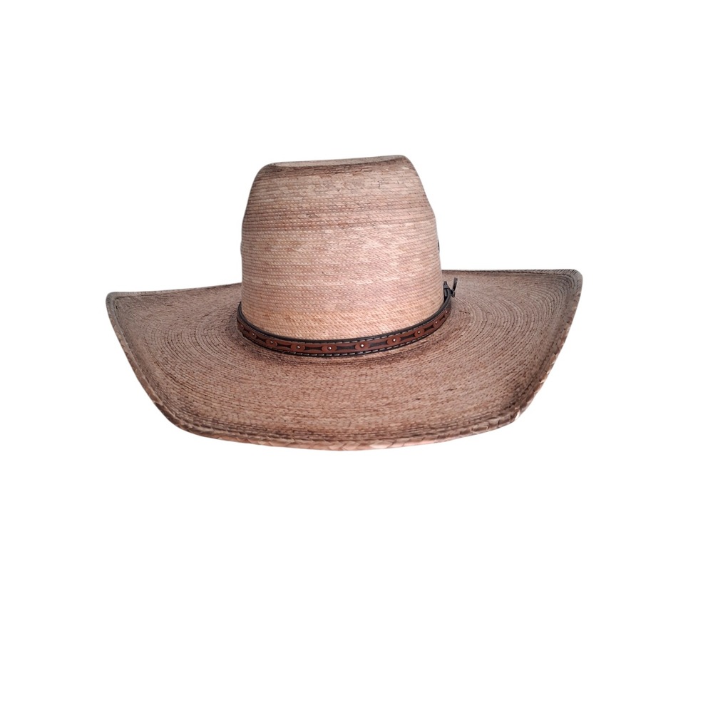 ARIAT Western Men's Fired Palm Leaf Straw Western Cowboy Hat Sun Protection Farm - Picture 8 of 16